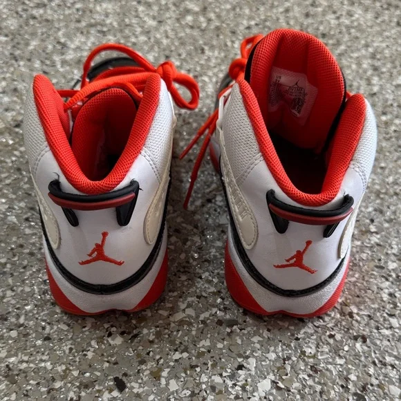 Jordan Kids' 6 Rings Black, Reddish Orange and White Sneakers